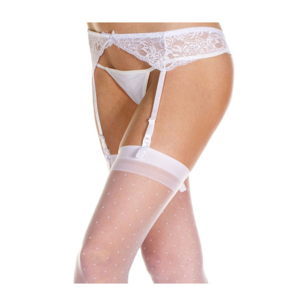 Porte-jarretelles blanc cérémonie avec noeud en voile 